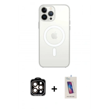 MARSİLYAN™- iPhone 14 Pro Max Kılıf Ahenk Yansıma Prime - Siyah Joko 5D Cam + PVD Metal Kamera Lens - TU