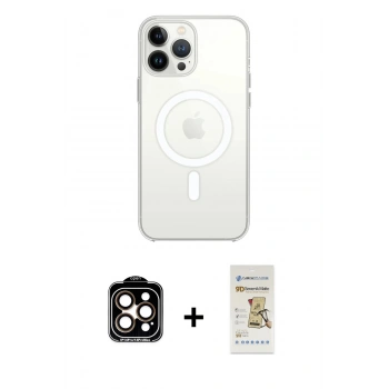 MARSİLYAN™- iPhone 14 Pro Max Kılıf Ahenk Yansıma Prime - Siyah Mat Seramik Nano Ekran Koruyucu + PVD Metal Kamera Lens - TU