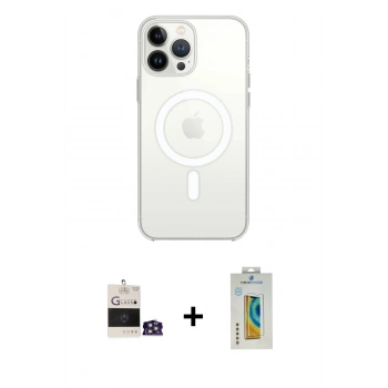 MARSİLYAN™- iPhone 14 Pro Max Kılıf Ahenk Yansıma Prime - Siyah Polymer Nano Ekran Koruyucu + Bilvis Titan Kamera Lens - GS