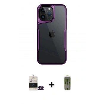 MARSİLYAN™- iPhone 14 Pro Max Kılıf Akış Çizgi Koleksiyonu - Siyah Joko Magic 5D Hayalet Cam + Bilvis Titan Kamera Lens - GD