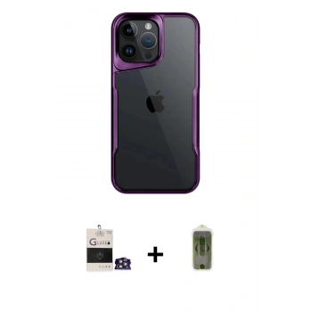 MARSİLYAN™- iPhone 14 Pro Max Kılıf Akış Çizgi Koleksiyonu - Siyah Joko Magic 5D Hayalet Cam + Bilvis Titan Kamera Lens - GS