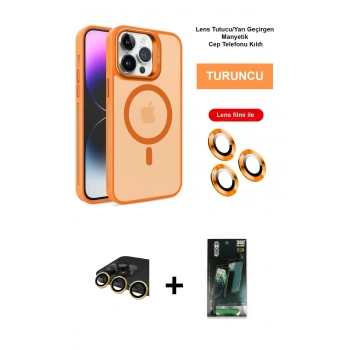 MARSİLYAN™- iPhone 14 Pro Max Kılıf Akış Form - Şeffaf 360 Full Body Arka Koruyucu + Raze Metal Kamera Lens - GD