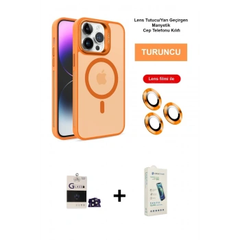 MARSİLYAN™- iPhone 14 Pro Max Kılıf Akış Form - Şeffaf Pasifik Cam Ekran Koruyucu + Bilvis Titan Kamera Lens - DNMR