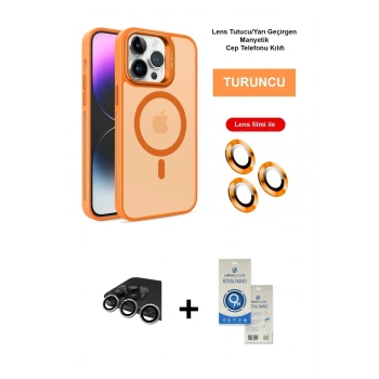 MARSİLYAN™- iPhone 14 Pro Max Kılıf Akış Form - Şeffaf Royal Nano Ekran Koruyucu + Raze Metal Kamera Lens - GS