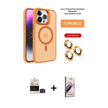 MARSİLYAN™- iPhone 14 Pro Max Kılıf Akış Form - Siyah Bilvis 3D Mat Cam Ekran Koruyucu + Bilvis Titan Kamera Lens - SH