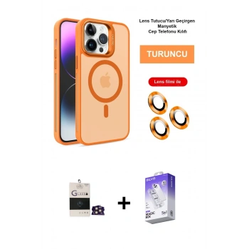 MARSİLYAN™- iPhone 14 Pro Max Kılıf Akış Form - Siyah Bilvis 5in1 3D Magic Cam Ekran Koruyucu + Bilvis Titan Kamera Lens - GD