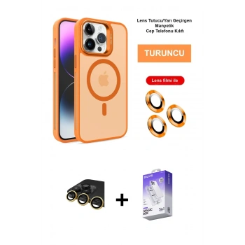 MARSİLYAN™- iPhone 14 Pro Max Kılıf Akış Form - Siyah Bilvis 5in1 3D Magic Cam Ekran Koruyucu + Raze Metal Kamera Lens - GD