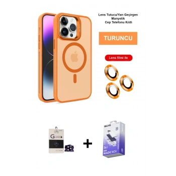 MARSİLYAN™- iPhone 14 Pro Max Kılıf Akış Form - Siyah Bilvis 5in1 5D Magic Hayalet Cam Ekran Koruyucu + Bilvis Titan Kamera Lens - SH