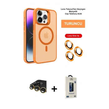 MARSİLYAN™- iPhone 14 Pro Max Kılıf Akış Form - Siyah Bilvis Hayalet Cam Ekran Koruyucu + Raze Metal Kamera Lens - GD