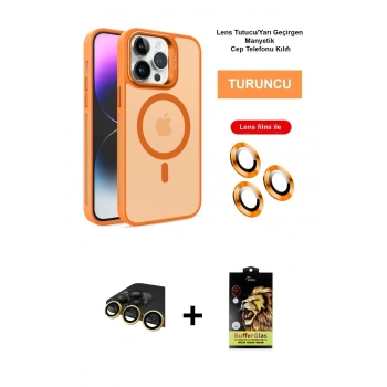 MARSİLYAN™- iPhone 14 Pro Max Kılıf Akış Form - Siyah Buffer Cam Ekran Koruyucu + Raze Metal Kamera Lens - GD