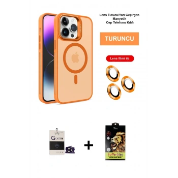 MARSİLYAN™- iPhone 14 Pro Max Kılıf Akış Form - Siyah Buffer Cam Ekran Koruyucu + Bilvis Titan Kamera Lens - SH