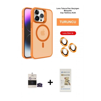 MARSİLYAN™- iPhone 14 Pro Max Kılıf Akış Form - Siyah Mat Seramik Nano Ekran Koruyucu + Bilvis Titan Kamera Lens - SH