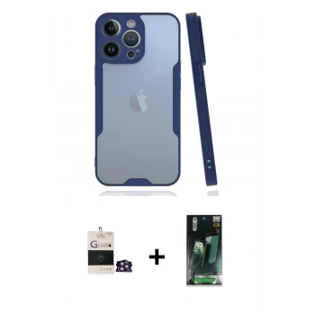 MARSİLYAN™- iPhone 14 Pro Max Kılıf Atlas Asil Serisi - Şeffaf 360 Full Body Arka Koruyucu + Bilvis Titan Kamera Lens - GD