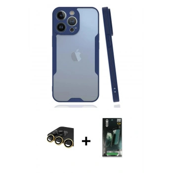 MARSİLYAN™- iPhone 14 Pro Max Kılıf Atlas Asil Serisi - Şeffaf 360 Full Body Arka Koruyucu + Raze Metal Kamera Lens - GD