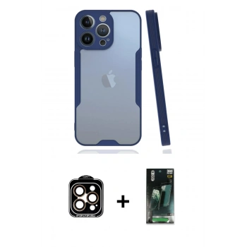 MARSİLYAN™- iPhone 14 Pro Max Kılıf Atlas Asil Serisi - Şeffaf 360 Full Body Arka Koruyucu + PVD Metal Kamera Lens - TU