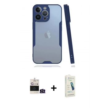 MARSİLYAN™- iPhone 14 Pro Max Kılıf Atlas Asil Serisi - Şeffaf Pasifik Cam Ekran Koruyucu + Bilvis Titan Kamera Lens - DNMR