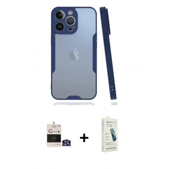 MARSİLYAN™- iPhone 14 Pro Max Kılıf Atlas Asil Serisi - Şeffaf Pasifik Cam Ekran Koruyucu + Bilvis Titan Kamera Lens - GS