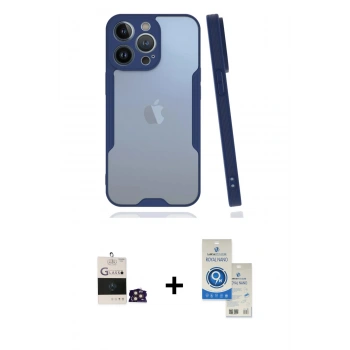 MARSİLYAN™- iPhone 14 Pro Max Kılıf Atlas Asil Serisi - Şeffaf Royal Nano Ekran Koruyucu + Bilvis Titan Kamera Lens - GD