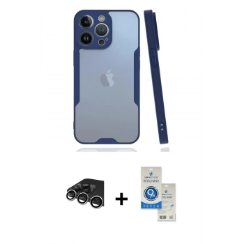 MARSİLYAN™- iPhone 14 Pro Max Kılıf Atlas Asil Serisi - Şeffaf Royal Nano Ekran Koruyucu + Raze Metal Kamera Lens - GS