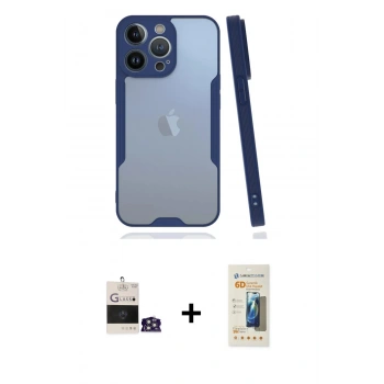 MARSİLYAN™- iPhone 14 Pro Max Kılıf Atlas Asil Serisi - Siyah 6D Mat Seramik Hayalet Nano Ekran Koruyucu + Bilvis Titan Kamera Lens - GS