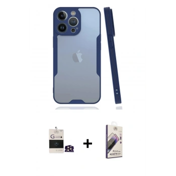 MARSİLYAN™- iPhone 14 Pro Max Kılıf Atlas Asil Serisi - Siyah Bilvis 3D Mat Cam Ekran Koruyucu + Bilvis Titan Kamera Lens - GD