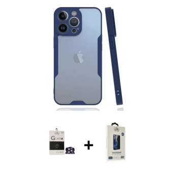 MARSİLYAN™- iPhone 14 Pro Max Kılıf Atlas Asil Serisi - Siyah Bilvis Hayalet Cam Ekran Koruyucu + Bilvis Titan Kamera Lens - GS