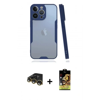 MARSİLYAN™- iPhone 14 Pro Max Kılıf Atlas Asil Serisi - Siyah Buffer Cam Ekran Koruyucu + Raze Metal Kamera Lens - GD