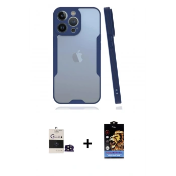 MARSİLYAN™- iPhone 14 Pro Max Kılıf Atlas Asil Serisi - Siyah Buffer Hayalet Cam Ekran Koruyucu + Bilvis Titan Kamera Lens - SH
