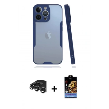 MARSİLYAN™- iPhone 14 Pro Max Kılıf Atlas Asil Serisi - Siyah Buffer Hayalet Cam Ekran Koruyucu + Raze Metal Kamera Lens - GS