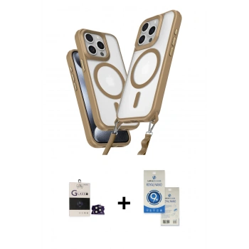 MARSİLYAN™- iPhone 14 Pro Max Kılıf Atlas Doku Koleksiyonu - Şeffaf Royal Nano Ekran Koruyucu + Bilvis Titan Kamera Lens - SH