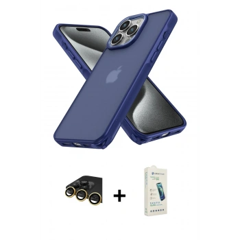 MARSİLYAN™- iPhone 14 Pro Max Kılıf Atlas Form - Şeffaf Pasifik Cam Ekran Koruyucu + Raze Metal Kamera Lens - GD