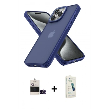 MARSİLYAN™- iPhone 14 Pro Max Kılıf Atlas Form - Şeffaf Pasifik Cam Ekran Koruyucu + Bilvis Titan Kamera Lens - SH