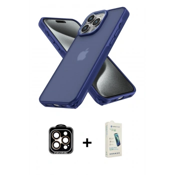 MARSİLYAN™- iPhone 14 Pro Max Kılıf Atlas Form - Şeffaf Pasifik Cam Ekran Koruyucu + PVD Metal Kamera Lens - TU