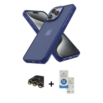 MARSİLYAN™- iPhone 14 Pro Max Kılıf Atlas Form - Şeffaf Royal Nano Ekran Koruyucu + Raze Metal Kamera Lens - GD