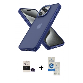 MARSİLYAN™- iPhone 14 Pro Max Kılıf Atlas Form - Şeffaf Royal Nano Ekran Koruyucu + Bilvis Titan Kamera Lens - SH