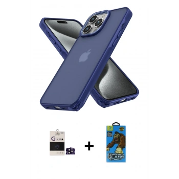 MARSİLYAN™- iPhone 14 Pro Max Kılıf Atlas Form - Siyah 18D Cam Ekran Koruyucu + Bilvis Titan Kamera Lens - DNMR