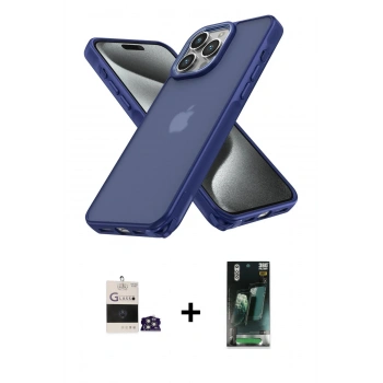 MARSİLYAN™- iPhone 14 Pro Max Kılıf Atlas Form - Siyah 360 Mat Full Body Arka Koruyucu + Bilvis Titan Kamera Lens - GS