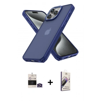 MARSİLYAN™- iPhone 14 Pro Max Kılıf Atlas Form - Siyah Bilvis 3D Mat Cam Ekran Koruyucu + Bilvis Titan Kamera Lens - GS