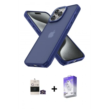 MARSİLYAN™- iPhone 14 Pro Max Kılıf Atlas Form - Siyah Bilvis 5in1 3D Magic Cam Ekran Koruyucu + Bilvis Titan Kamera Lens - GD