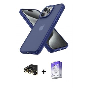 MARSİLYAN™- iPhone 14 Pro Max Kılıf Atlas Form - Siyah Bilvis 5in1 3D Magic Cam Ekran Koruyucu + Raze Metal Kamera Lens - GD