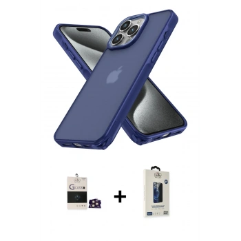 MARSİLYAN™- iPhone 14 Pro Max Kılıf Atlas Form - Siyah Bilvis Hayalet Cam Ekran Koruyucu + Bilvis Titan Kamera Lens - GD