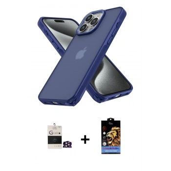 MARSİLYAN™- iPhone 14 Pro Max Kılıf Atlas Form - Siyah Buffer Hayalet Cam Ekran Koruyucu + Bilvis Titan Kamera Lens - GD