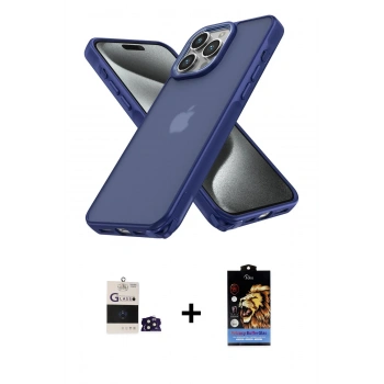 MARSİLYAN™- iPhone 14 Pro Max Kılıf Atlas Form - Siyah Buffer Hayalet Cam Ekran Koruyucu + Bilvis Titan Kamera Lens - DNMR