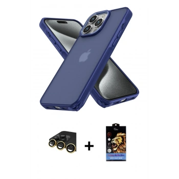 MARSİLYAN™- iPhone 14 Pro Max Kılıf Atlas Form - Siyah Buffer Hayalet Cam Ekran Koruyucu + Raze Metal Kamera Lens - GD