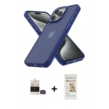 MARSİLYAN™- iPhone 14 Pro Max Kılıf Atlas Form - Siyah Mat Seramik Nano Ekran Koruyucu + Bilvis Titan Kamera Lens - GD