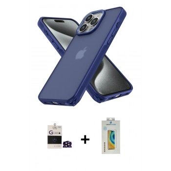 MARSİLYAN™- iPhone 14 Pro Max Kılıf Atlas Form - Siyah Polymer Nano Ekran Koruyucu + Bilvis Titan Kamera Lens - DNMR