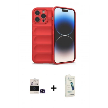 MARSİLYAN™- iPhone 14 Pro Max Kılıf Atlas Koleksiyonu - Şeffaf Pasifik Cam Ekran Koruyucu + Bilvis Titan Kamera Lens - DNMR