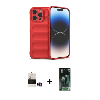 MARSİLYAN™- iPhone 14 Pro Max Kılıf Atlas Koleksiyonu - Siyah 360 Mat Full Body Arka Koruyucu + Bilvis Titan Kamera Lens - GD
