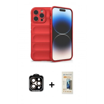 MARSİLYAN™- iPhone 14 Pro Max Kılıf Atlas Koleksiyonu - Siyah 6D Mat Seramik Hayalet Nano Ekran Koruyucu + PVD Metal Kamera Lens - TU