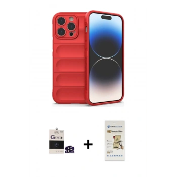 MARSİLYAN™- iPhone 14 Pro Max Kılıf Atlas Koleksiyonu - Siyah Mat Seramik Nano Ekran Koruyucu + Bilvis Titan Kamera Lens - DNMR